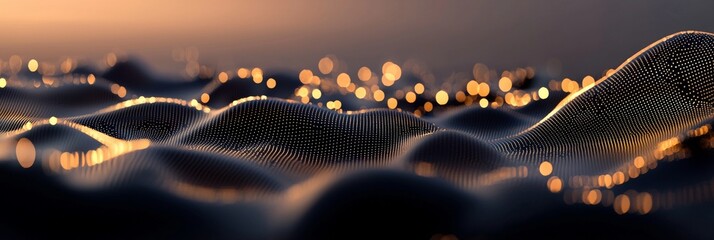 Poster - Digital network art is showcased through a glossy, futuristic network of lines and nodes, providing a modern backdrop with room for text