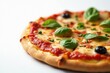 © Duangjai - Close-up shot of a supreme pizza against a stark white backdrop , lunch, dinner, sausage