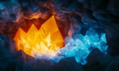 Poster - Glowing nodes and lines form a complex abstract technology network