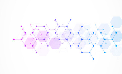 Poster - hexagons pattern background. genetic research, molecular structure. chemical engineering. concept of