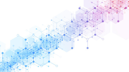 Poster - hexagons pattern background. genetic research, molecular structure. chemical engineering. concept of