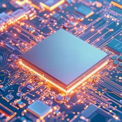 Poster - glowing blue circuits are prominent in this futuristic cpu architecture, which is set against a dark