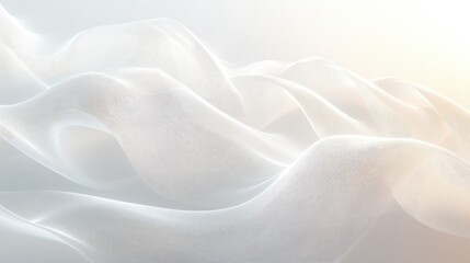Poster - Minimalistic abstract white wave design with clean lines and a soft, glowing effect.