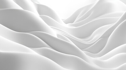 Poster - 3D abstract white waveforms with soft shadows, evoking a futuristic and modern atmosphere.