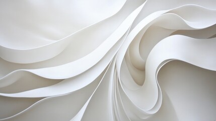 Poster - Abstract flowing white ribbons forming elegant curves, creating a sense of movement and harmony.
