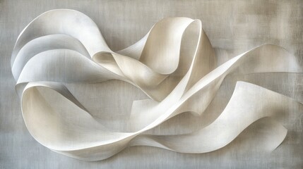 Poster - Abstract flowing white ribbons forming elegant curves, creating a sense of movement and harmony.