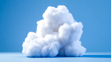 Wall Mural - Fluffy cotton resembling a cumulus cloud on a blue backdrop