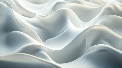 Poster - Abstract white fabric waves flowing seamlessly with soft folds and gentle highlights.