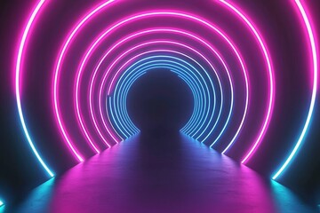 Aufkleber - An abstract, colorful neon tunnel vortex featuring dynamic light patterns and spiraling layers is responsible for creating a surreal visual experience