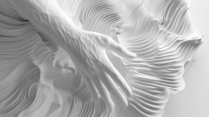 Poster - Minimalist wavy white lines overlapping in a delicate composition, clean and elegant.