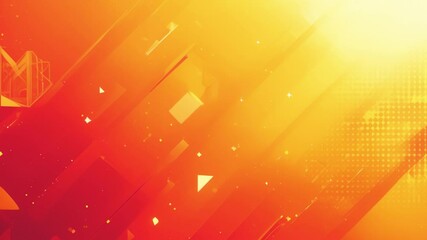 Fototapete - Yellow orange red abstract background for design. Geometric shapes. Triangles, squares, stripes, lines. Color gradient. Modern, futuristic. Light dark shades. Web banner