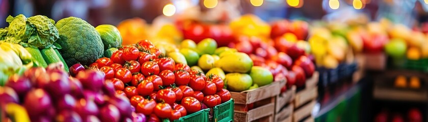 Poster - Bountiful collection of colorful vegetables showcased in a vibrant market stall for health-conscious food enthusiasts