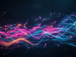 Poster - A vivid display of colorful light streaks creating an abstract visual experience representing motion and energy in art