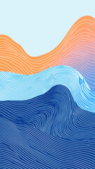 Poster - Colorful Abstract Wave Line Background with Minimalist Geometric Design
