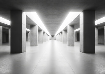 Poster - Empty concrete parking deck with clean light patterns creating modern atmosphere