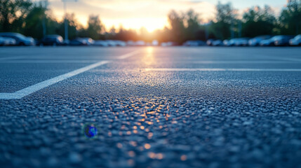 Poster - modern outdoor parking lot with smooth asphalt at sunset