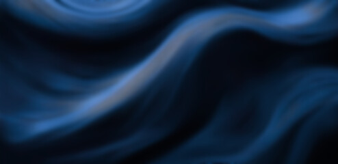 Fototapete - Abstract blue wave pattern flowing smoothly in the dark