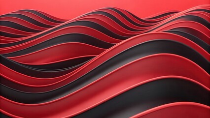 Poster - Abstract wavy patterns in black and red create a dynamic visual effect.