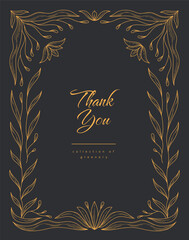 Fototapete - Retro floral frame or cover. Botanic design elements in wavy and naive style. Boho leaves branches and blooming print for poster, social media and packaging or greeting card. Vector illustration