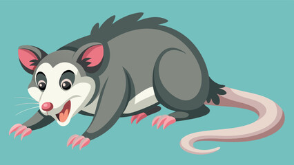 Aufkleber - Cute vector illustration of a playful opossum on a light background with a cheerful expression