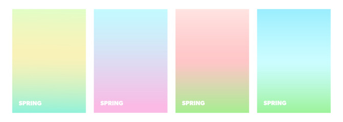 Fototapete - Spring theme backgrounds Bright color gradients. Set of graphic templates for creative Springtime season design. Vector illustration.
