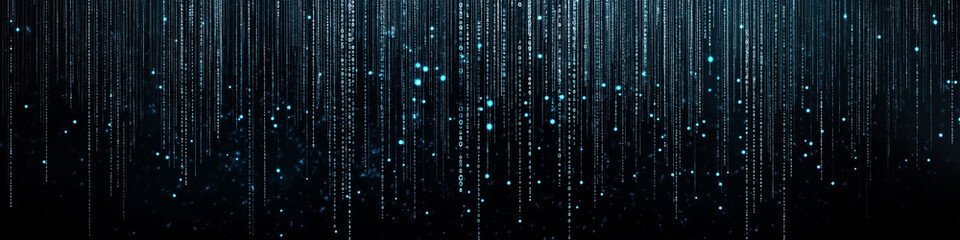 Fototapete - Blue binary data cyberspace background