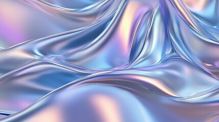Poster - Abstract iridescent silver holographic waves, forming a premium-quality foil texture with futuristic appeal.