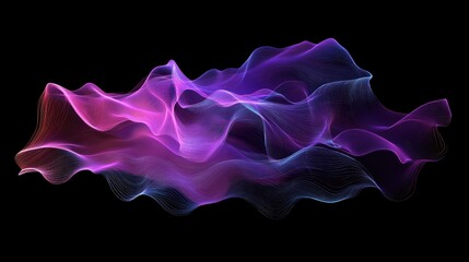 Poster - Futuristic 3D-rendered iridescent waves forming an abstract liquid design, glowing on a black background.