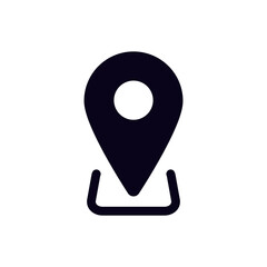 Poster - Black pin icon representing location and navigation, often used in maps and apps for marking places.