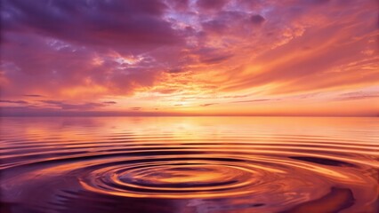 Poster - Vibrant sunset over calm water with ripples creating a serene atmosphere.