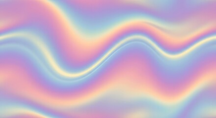 Poster - Dreamy Holographic Abstract with Pastel Waves and Iridescent Tones
