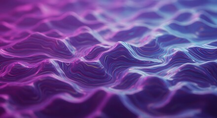 Poster - Abstract purple and blue waves with light trails creating a dynamic surface