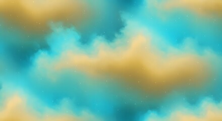 Poster - Abstract ethereal nebula background with gold and turquoise hues design