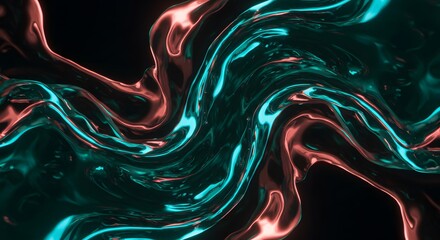 Poster - Striking Swirls of Liquid Chrome: A Vibrant Abstract Composition