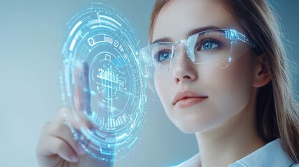 Poster - Female Professional Using Augmented Reality Technology Glasses