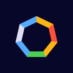 Poster - A hexagon logo showcasing interlocking segments in blue, green, red, yellow, and gray colors.