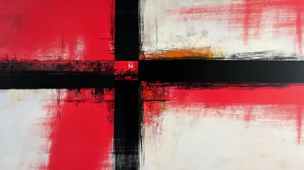 Poster - Abstract Artwork Featuring Bold Red, Black, and Orange Colors with Textured Brush Strokes for Modern Interior Decoration and Art Enthusiasts