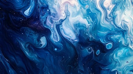 Poster - Deep ocean abstract with navy and cerulean blue blending seamlessly in a mesmerizing water gradient