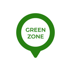 Poster - A green location icon with the text green zone in the center, indicating designated areas.