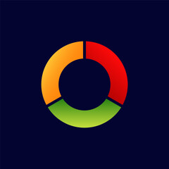 Poster - Simple circular chart displaying segments in vibrant orange, green, and red colors.