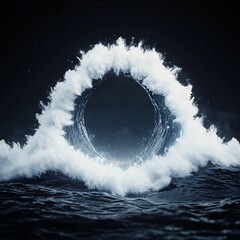 Wall Mural - storm swirl marine weather. a mesmerizing wave forms a perfect circular shape, creating a striking v