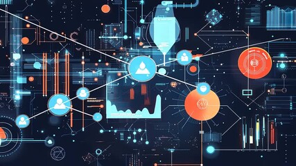 Abstract Technological Network Visualization: Data Flow, Connections, and System Processes