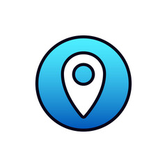 Poster - Simple blue location marker icon used in map and navigation apps. ideal for gps and travel tools.