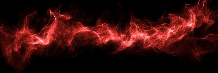 Poster - Abstract Red Stream Futuristic Energy Waves on Black Background, Wallpaper or Tech Design