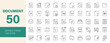 © Dear Lala - Document icon set. Files related line icons: papers, folder, certificate, accept, approved, clipboard, invoice, archive, report, search, list and more. Editable stroke. Vector illustration.