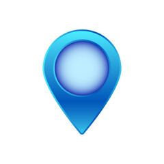 Poster - Shiny blue location marker icon symbolizing navigation and maps. ideal for app design and interfaces.