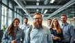 © Sanook - Bearded leader guides colleagues through modern office, colleagues, bright