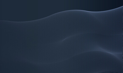 Leinwandbilder - Abstract blue wave design with dots and lines, Vector illustration.