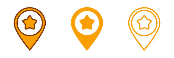 Poster - Three bright yellow star map pins in a series, each featuring distinct outlines and star symbols.