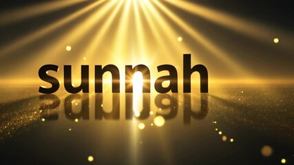 Poster - The word Sunnah is written in gold on a yellow background. The letters are large and bold